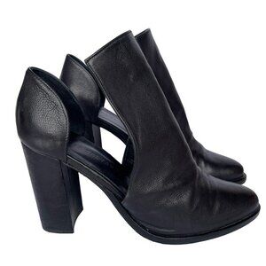 Freda Salvador Heel D’Orsay Booties Black Leather UP High Vamp Cut Out Size 7.5
